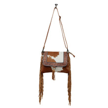 Load image into Gallery viewer, Reba Tooled Cowhide Fringe Crossbody Purse
